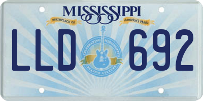MS license plate LLD692