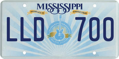 MS license plate LLD700