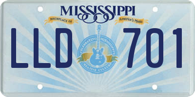 MS license plate LLD701