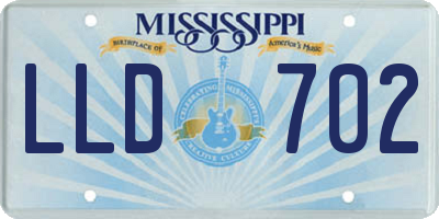 MS license plate LLD702