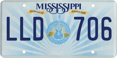 MS license plate LLD706