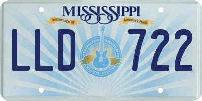 MS license plate LLD722