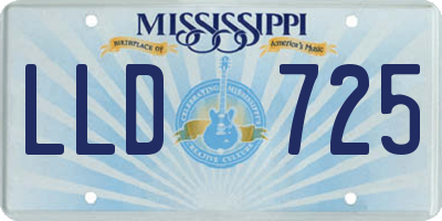 MS license plate LLD725