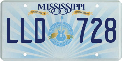 MS license plate LLD728