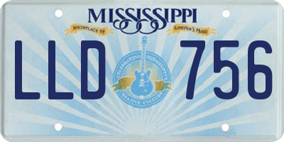 MS license plate LLD756