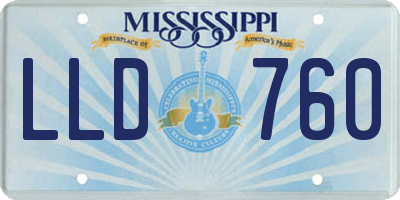MS license plate LLD760