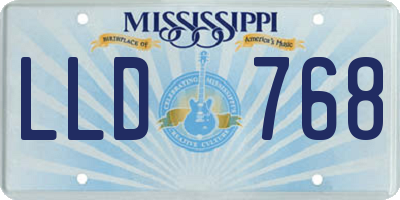 MS license plate LLD768