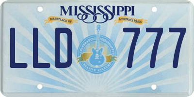 MS license plate LLD777