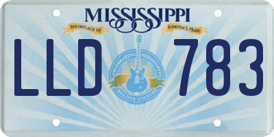 MS license plate LLD783
