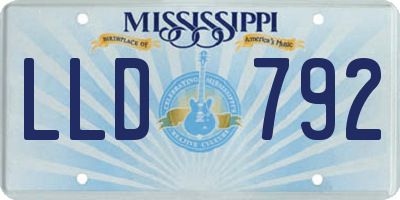 MS license plate LLD792