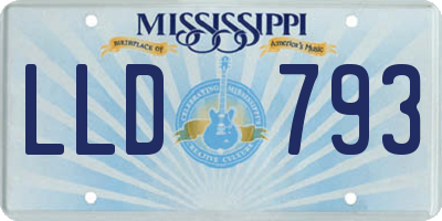 MS license plate LLD793