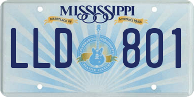 MS license plate LLD801