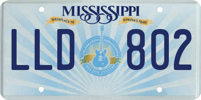 MS license plate LLD802