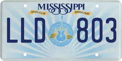 MS license plate LLD803