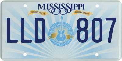 MS license plate LLD807
