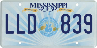MS license plate LLD839