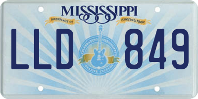 MS license plate LLD849