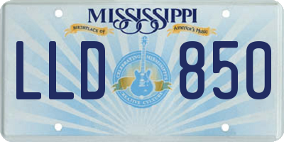 MS license plate LLD850