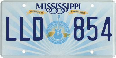 MS license plate LLD854