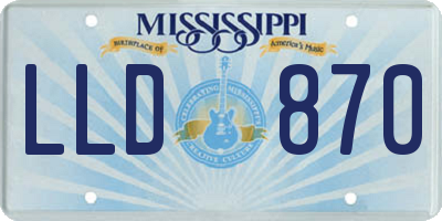 MS license plate LLD870