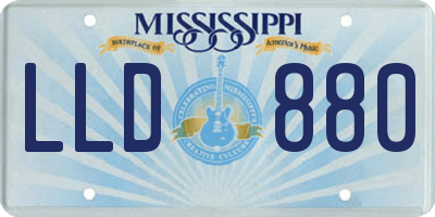 MS license plate LLD880
