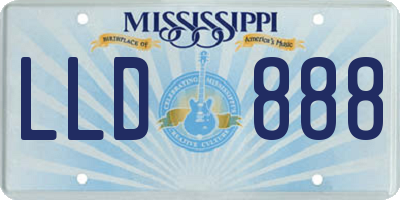 MS license plate LLD888