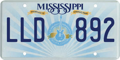 MS license plate LLD892