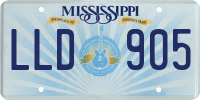 MS license plate LLD905