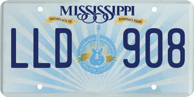 MS license plate LLD908