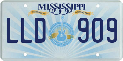 MS license plate LLD909