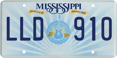 MS license plate LLD910
