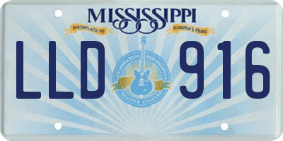 MS license plate LLD916