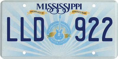 MS license plate LLD922
