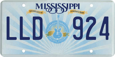 MS license plate LLD924