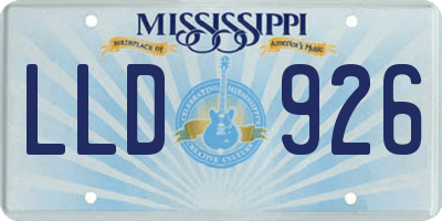 MS license plate LLD926