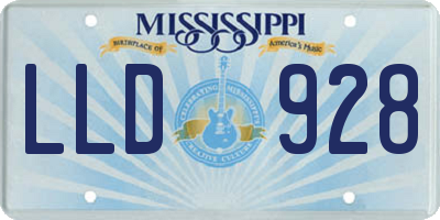 MS license plate LLD928