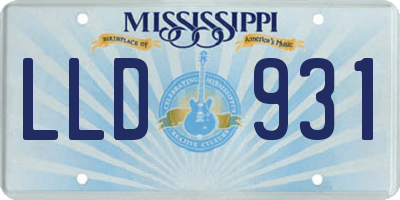 MS license plate LLD931