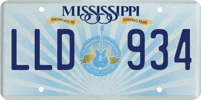 MS license plate LLD934