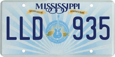 MS license plate LLD935