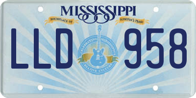 MS license plate LLD958