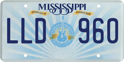 MS license plate LLD960