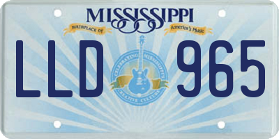 MS license plate LLD965