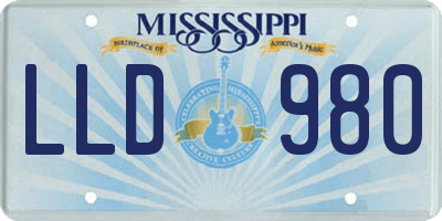 MS license plate LLD980