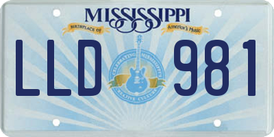 MS license plate LLD981