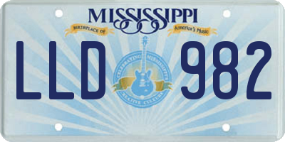 MS license plate LLD982