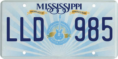 MS license plate LLD985