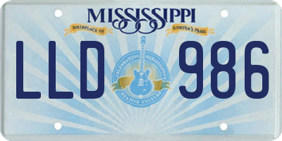 MS license plate LLD986