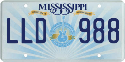 MS license plate LLD988