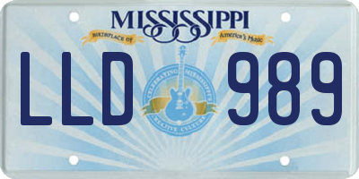MS license plate LLD989