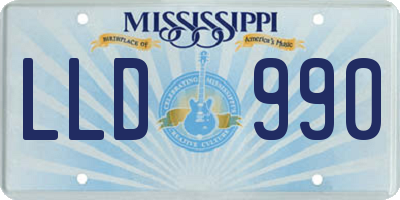 MS license plate LLD990